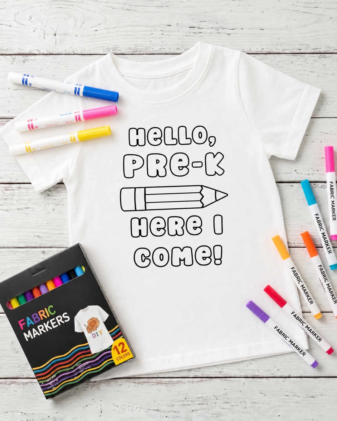 Colorable Hello, Pre-K Here I Come! Bamboo Crewneck T-Shirt