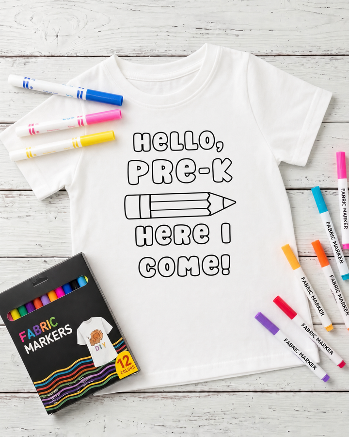 Colorable Hello, Pre-K Here I Come! Bamboo Crewneck T-Shirt