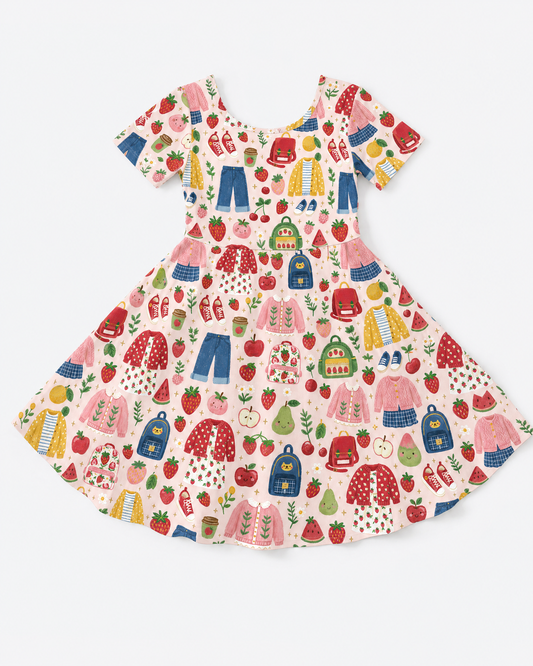 Strawberry School Style Bamboo Twirl Dress