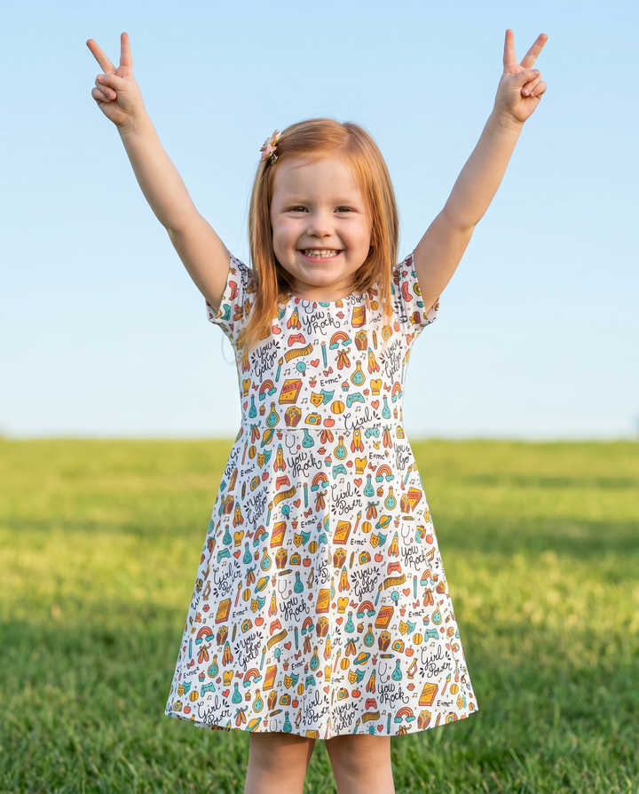 Girl Power School Doodles Bamboo Twirl Dress