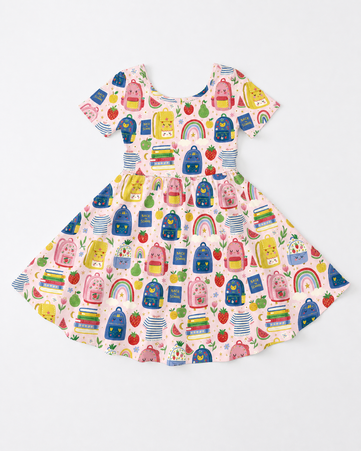 Sweet Rainbow School Adventure Bamboo Twirl Dress