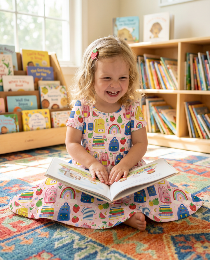 Sweet Rainbow School Adventure Bamboo Twirl Dress