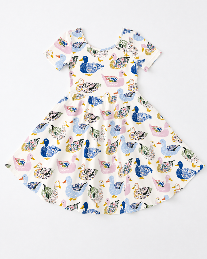Whimsical Garden Ducks Bamboo Twirl Dress