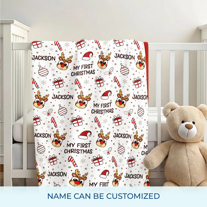 Reindeer Doodle My First Christmas Baby Blanket