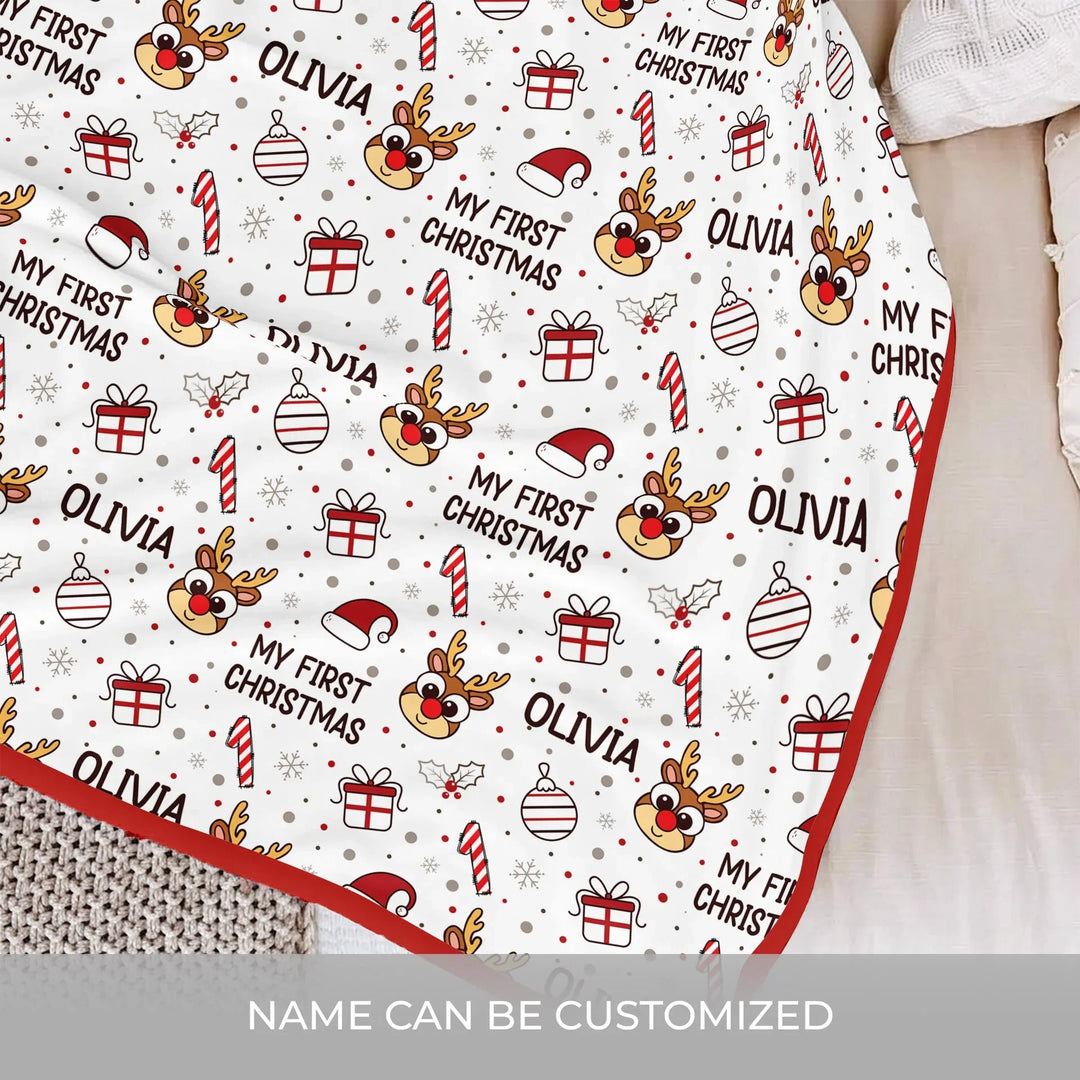 Reindeer Doodle My First Christmas Baby Blanket