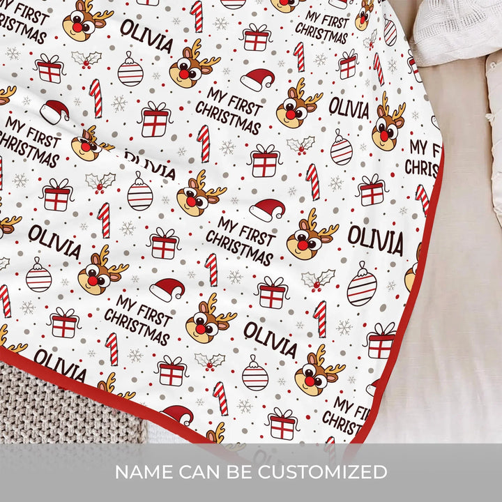 Reindeer Doodle My First Christmas Baby Blanket