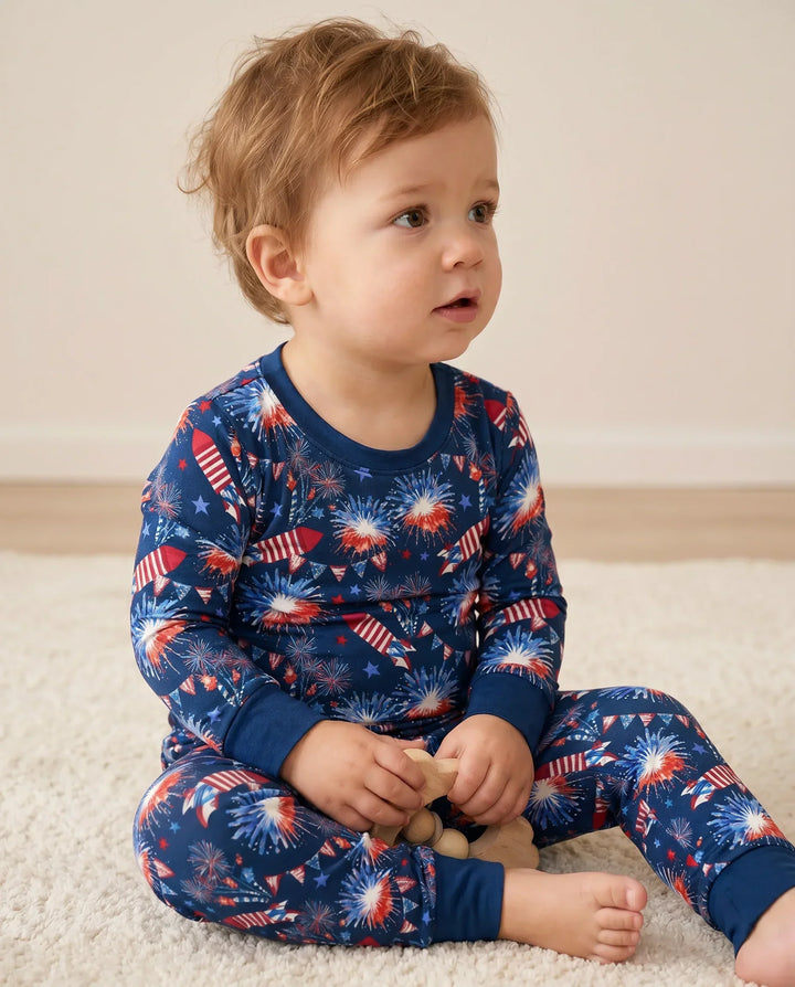 Firework Bamboo Two Piece Long Sleeve Pajama Set