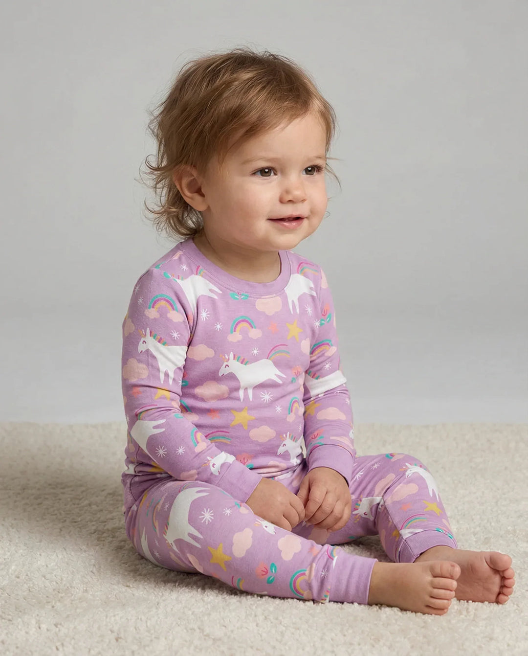 Purple Unicorns Bamboo Two Piece Pajama Set