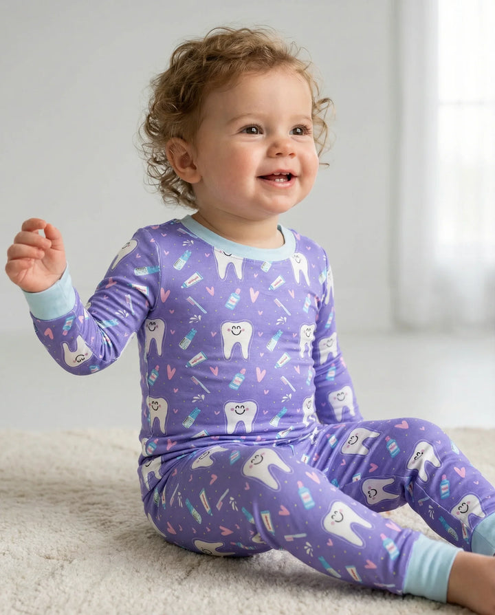 Brushing Teeth Bamboo Two-Piece Pajama Set
