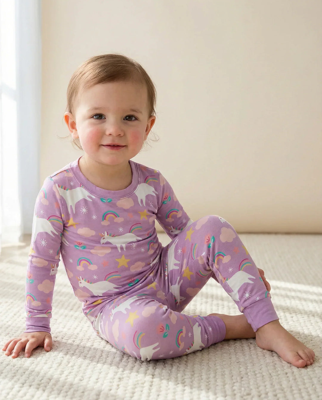 Purple Unicorns Bamboo Two Piece Pajama Set