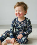 Navy Jurassic Jungle Bamboo Two Piece Pajama Set