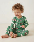 Green Farm Animals Bamboo Two Piece Pajama Set