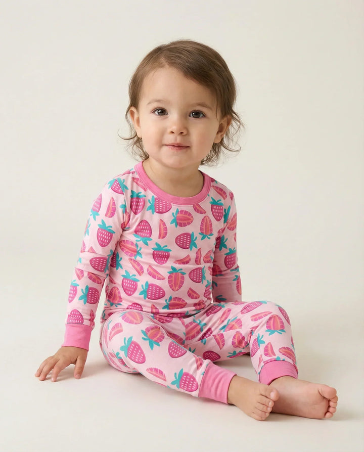 Sweet Strawberries Bamboo Two Piece Pajama Set