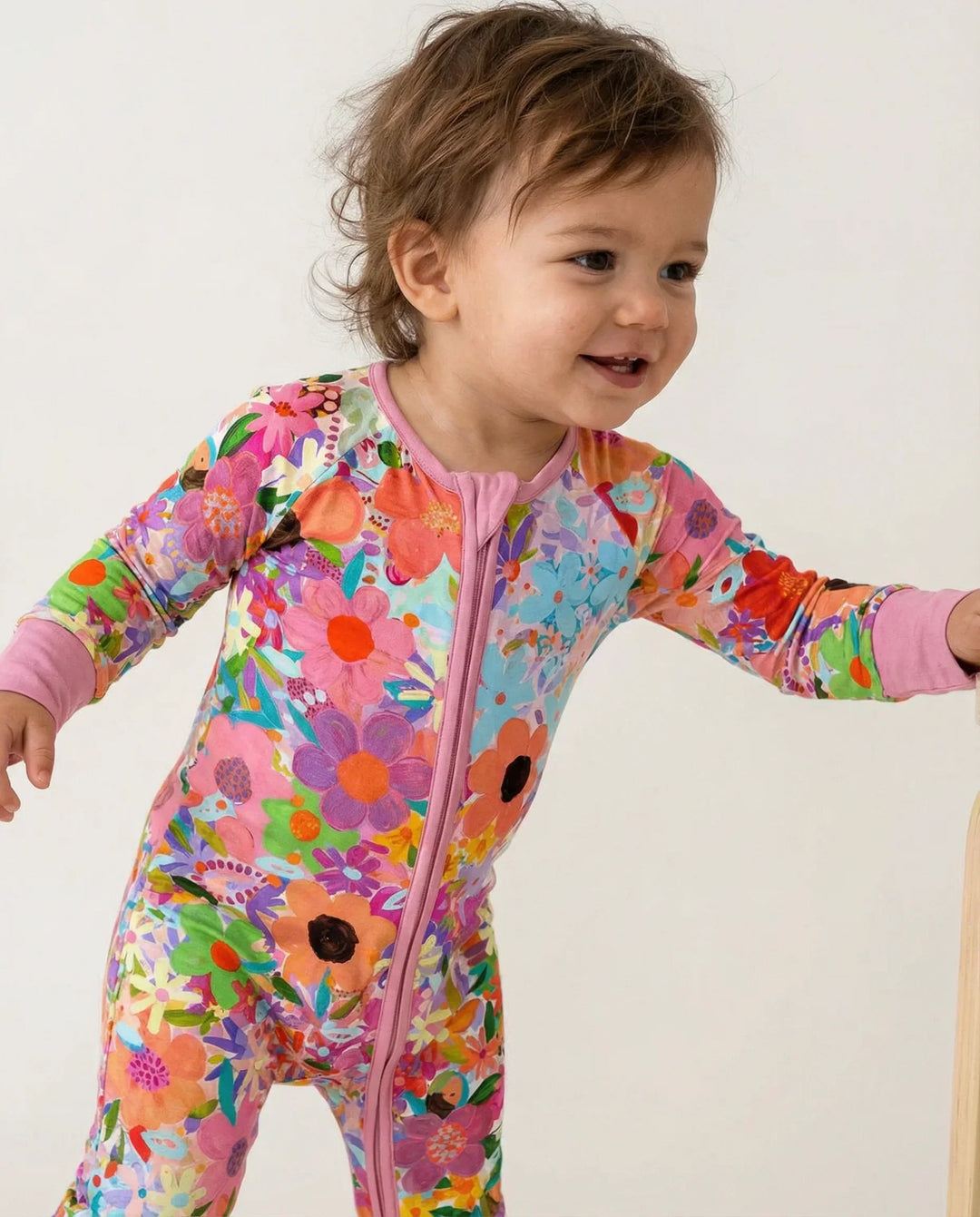 Rainbow Blooms Bamboo Convertible Zippered Romper