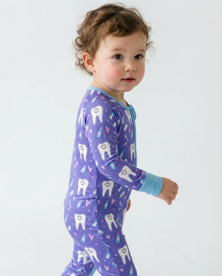 Brushing Teeth Bamboo Convertible Zippered Romper