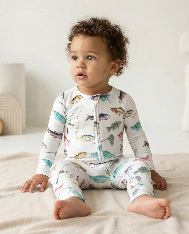 Gone Fishing Bamboo Convertible Zippered Romper