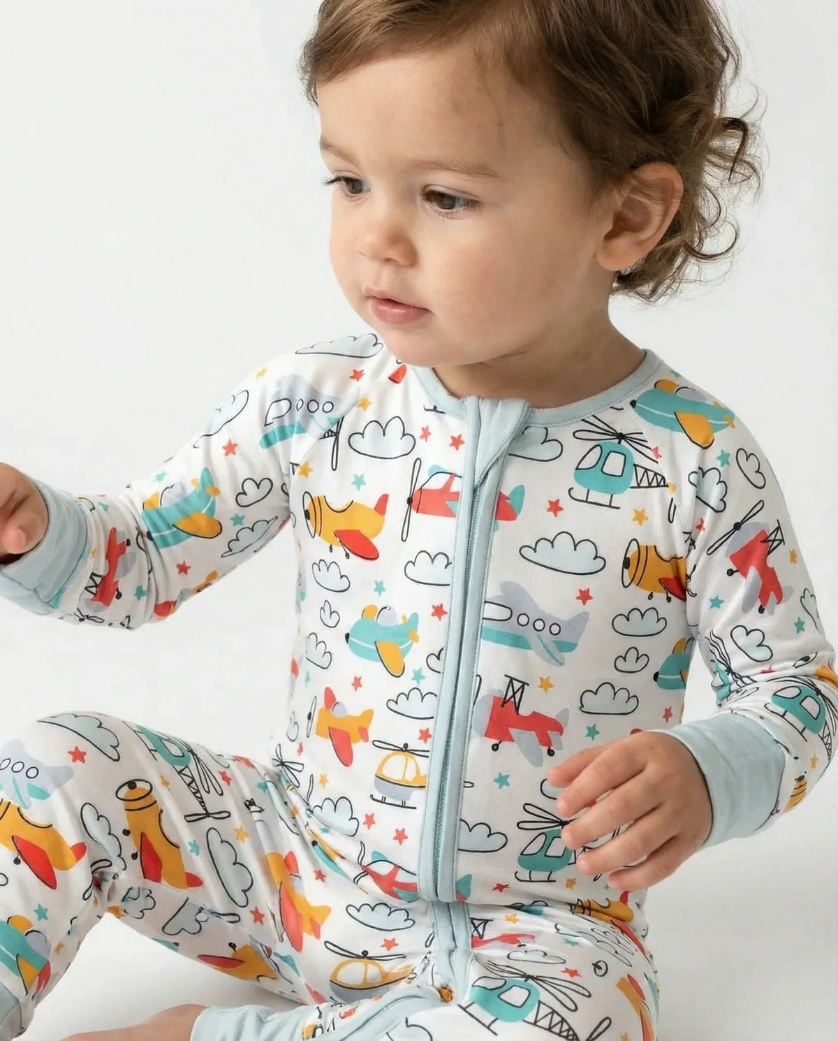 Airplanes and Helicopters Bamboo Convertible Zippered Romper – Zumbamboo