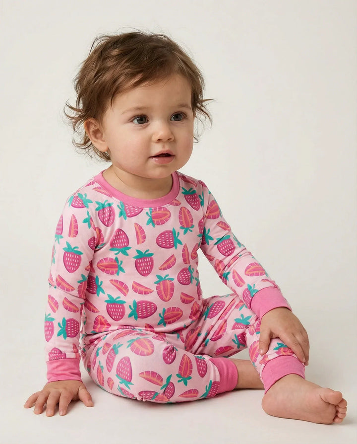 Sweet Strawberries Bamboo Two Piece Pajama Set
