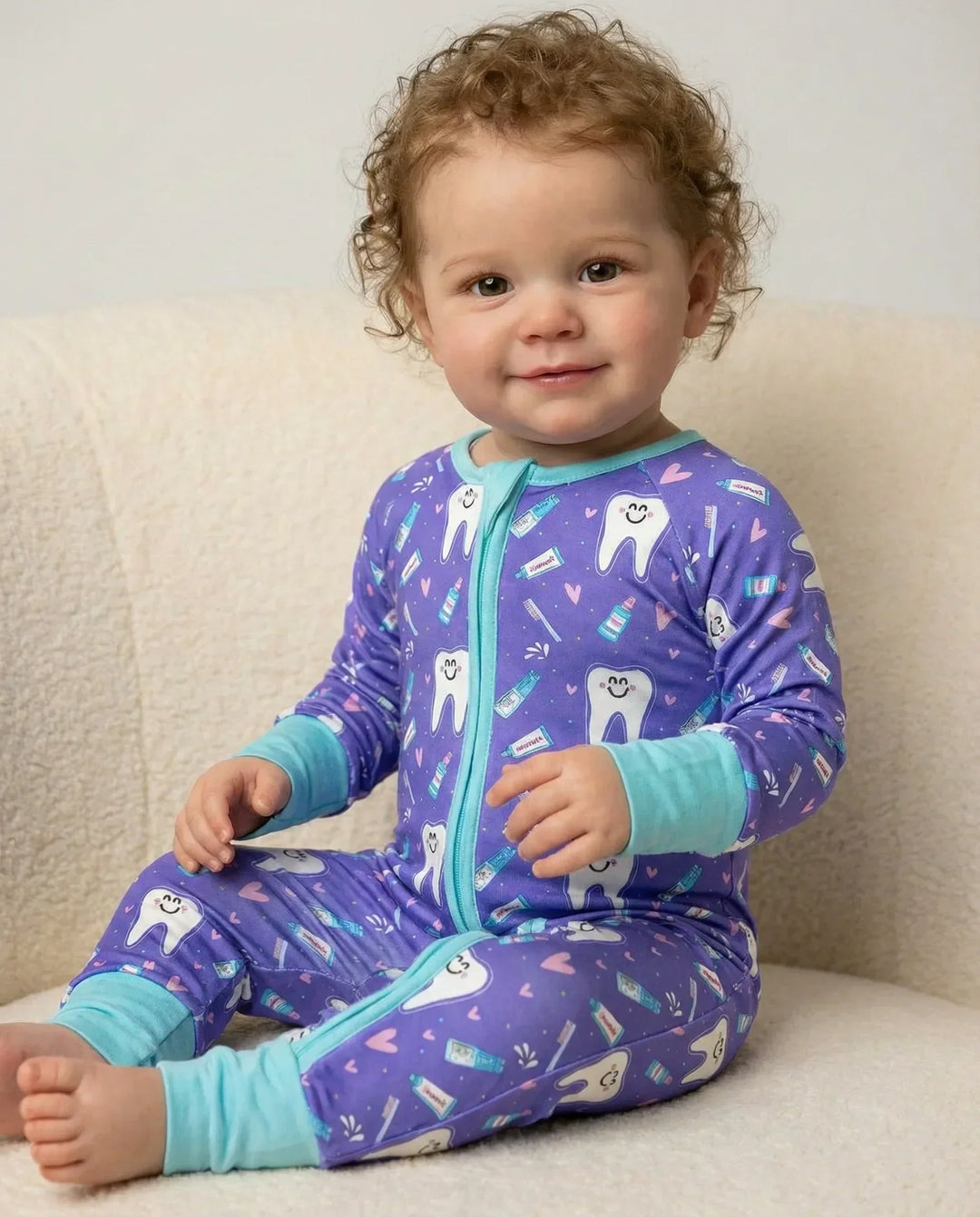Brushing Teeth Bamboo Convertible Zippered Romper
