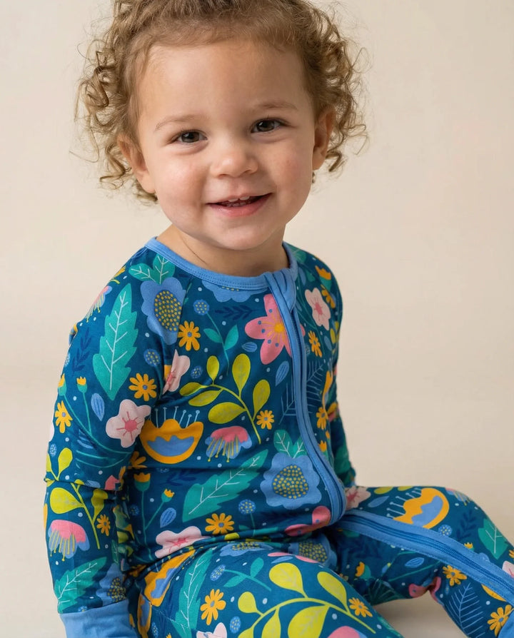 Folk Floral Bamboo Convertible Zippered Romper