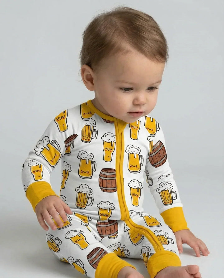 Beer Mugs and Barrels Bamboo Convertible Zippered Romper