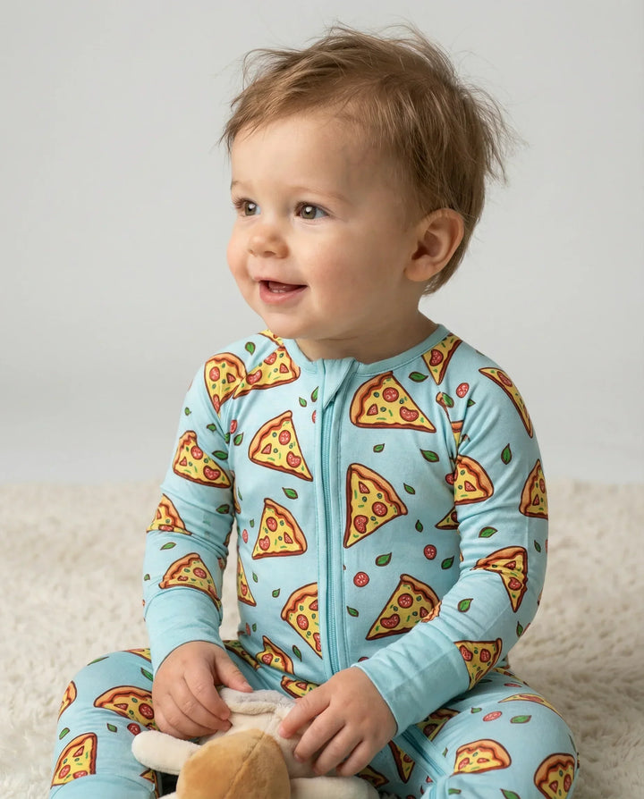 Pizza Doodle Bamboo Convertible Zippered Romper