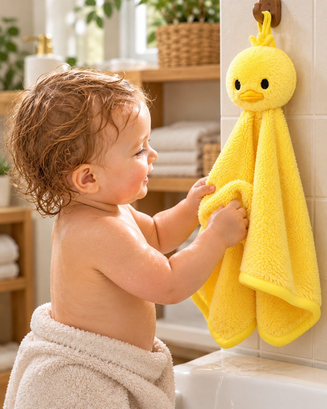 Cute Yellow Duck Puppet Washcloth