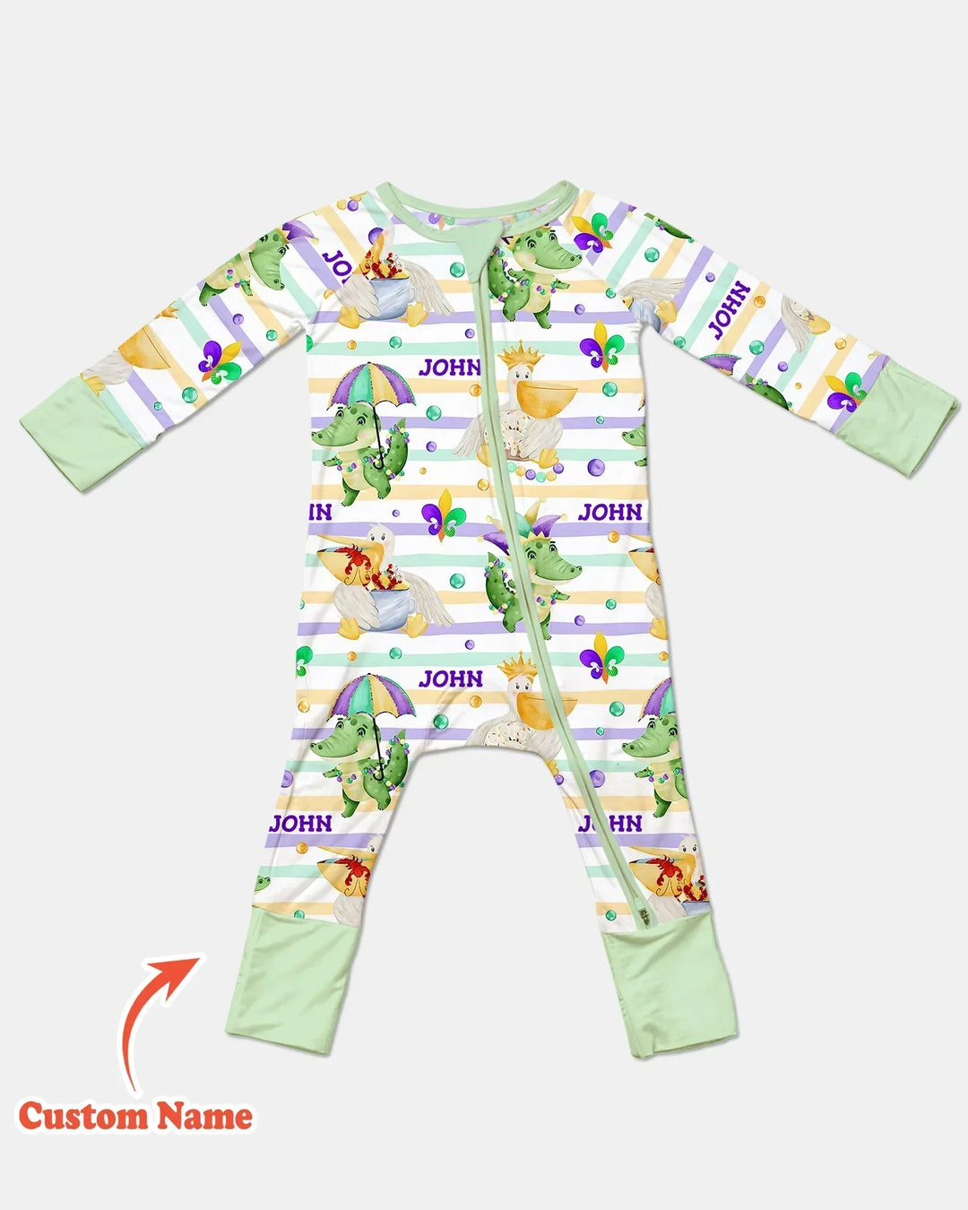 Pijama Convertible de Bambú a Juego para Familia "Aventura de Mardi Gras Feliz"