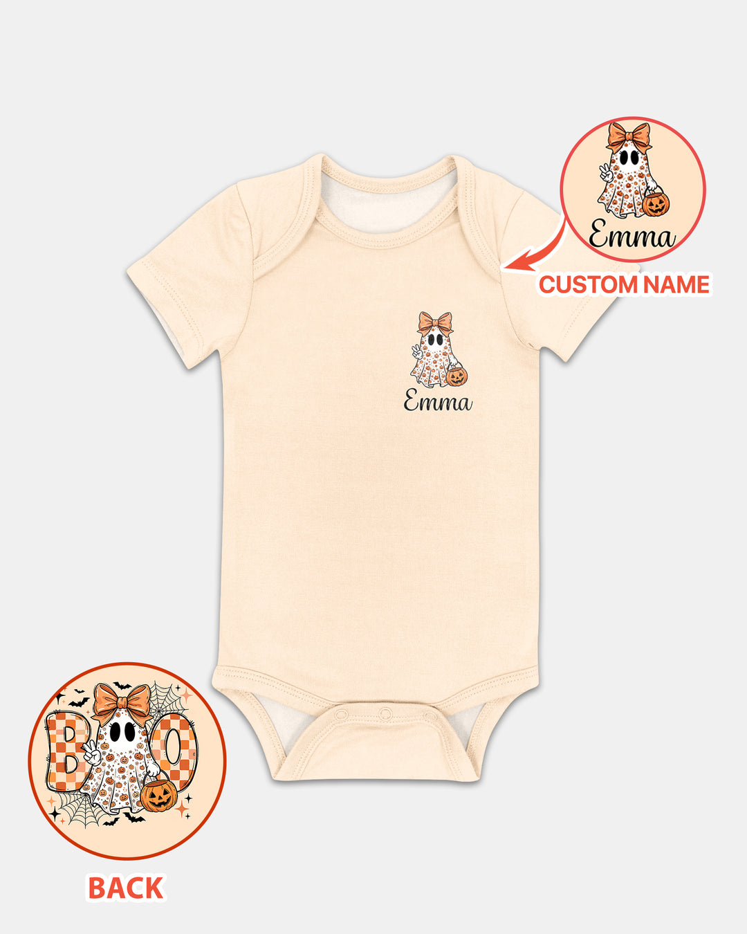 Personalized Baby Girl Halloween Ghost Bamboo Bodysuit