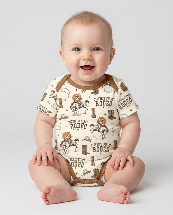 Custom Name Birthday Rodeo Bamboo Bodysuit