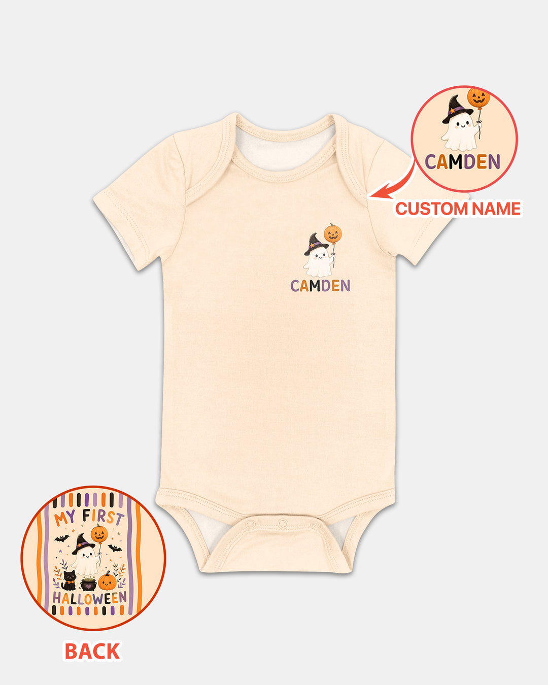 Personalized Name 1st Halloween Ghost Bamboo Bodysuit
