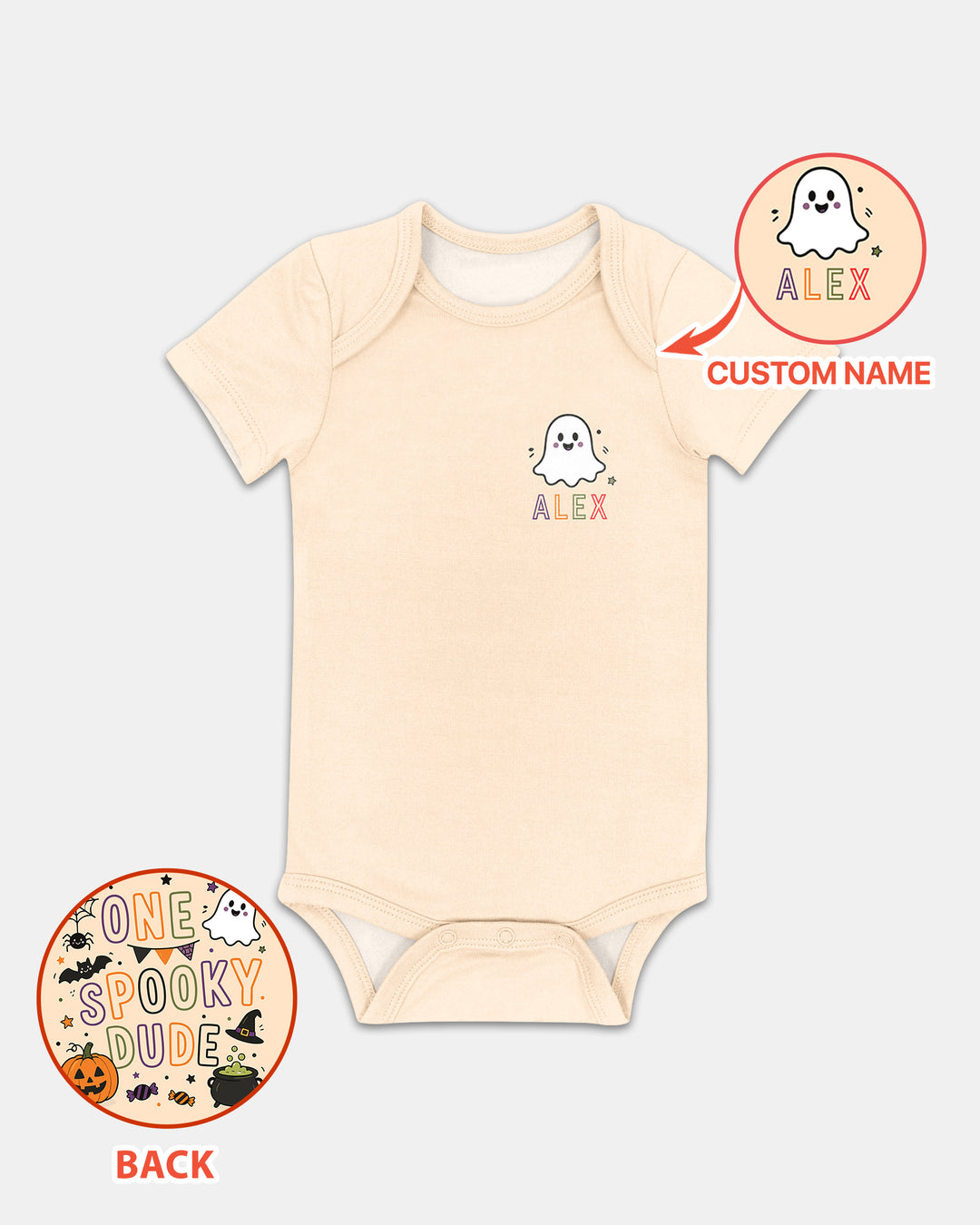 Custom Name Halloween 1st Birthday Bamboo Bodysuit