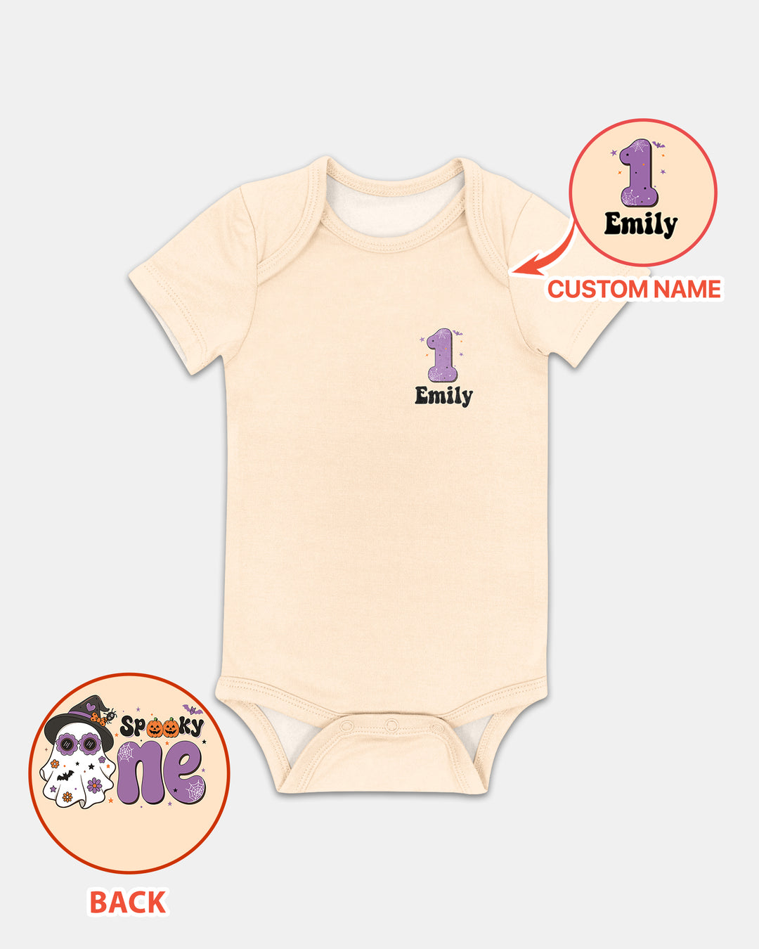 Personalized Spooky One Coquette Halloween Birthday Bamboo Bodysuit