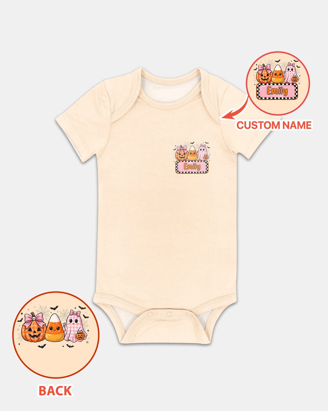Personalized Spooky Baby Pink Halloween Bamboo Bodysuit