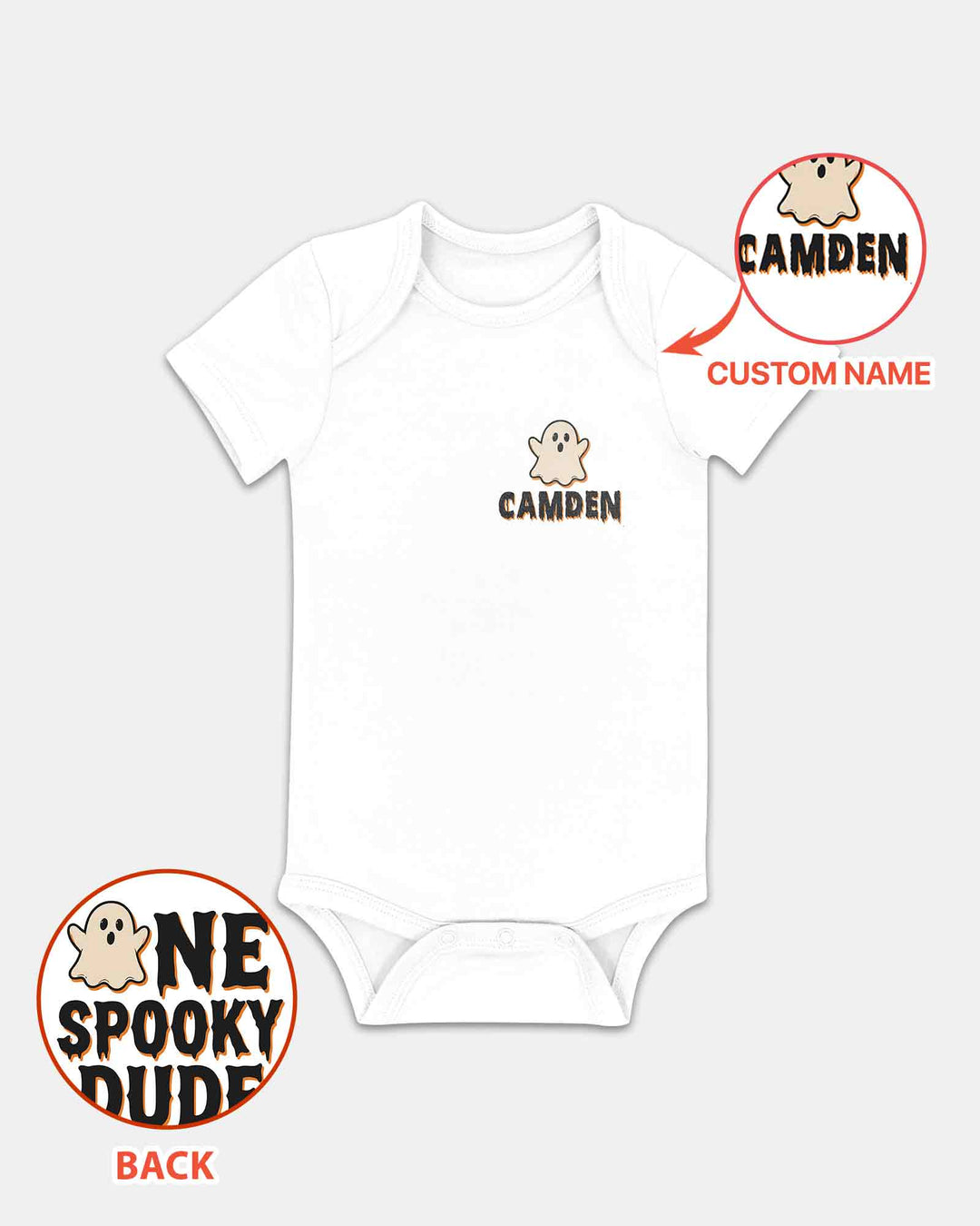 Personalized Ghost Halloween Baby Bamboo Bodysuit