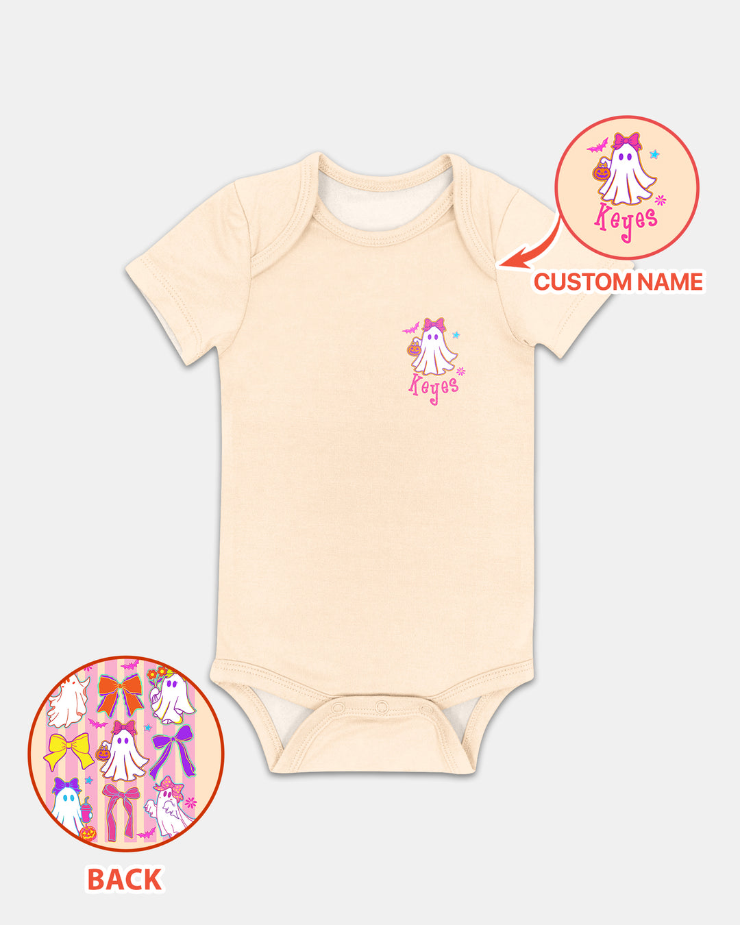 Personalized Coquette Ghost Halloween Bamboo Bodysuit
