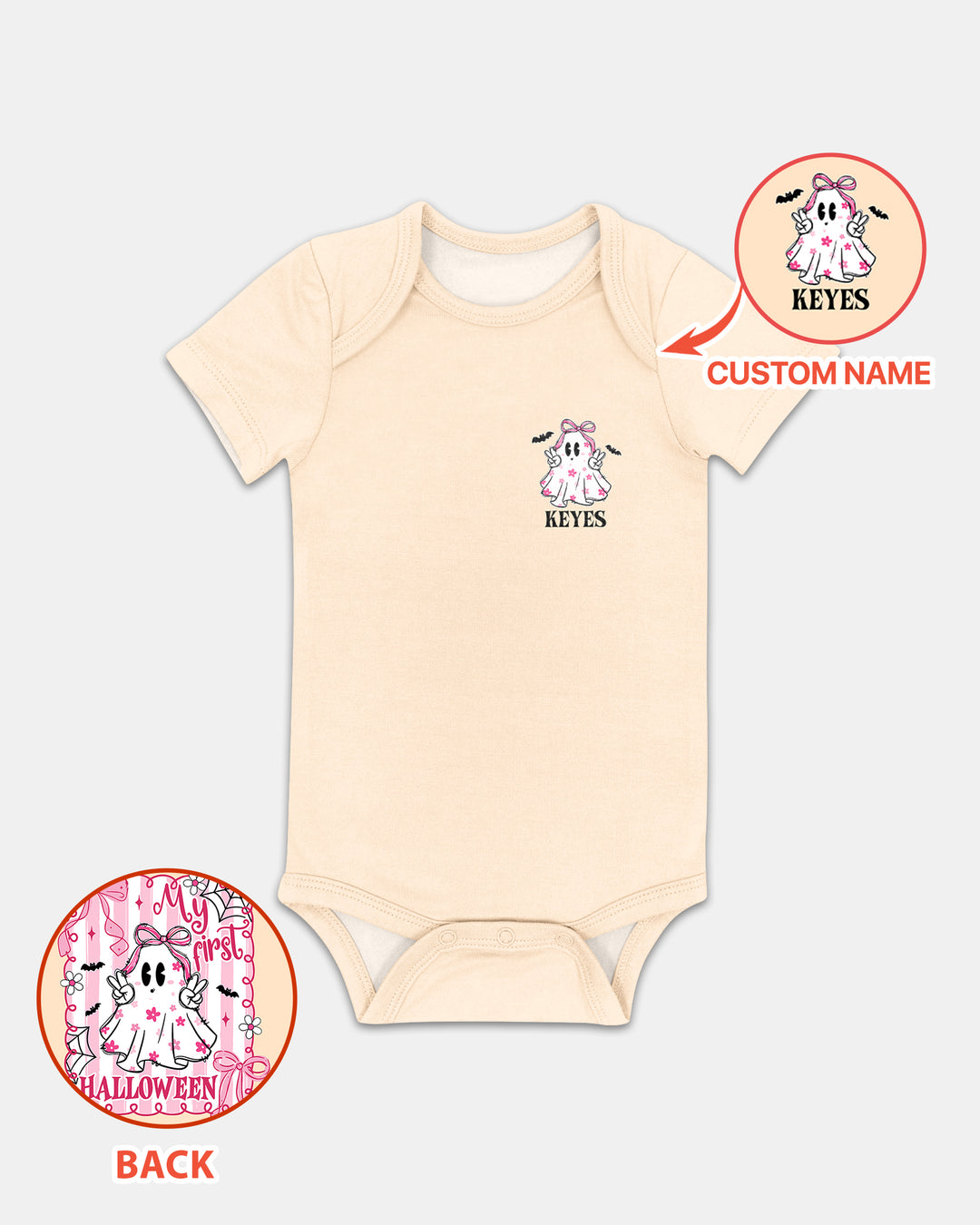Personalized My First Halloween Pink Coquette Ghost Girl Bamboo Bodysuit