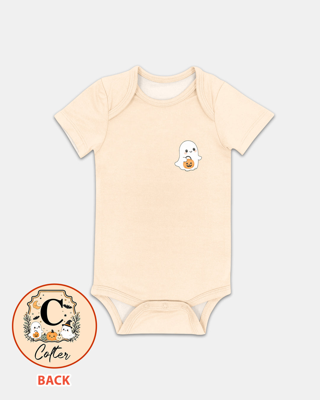 Custom Monogram Ghost Pumpkin Bamboo Bodysuit