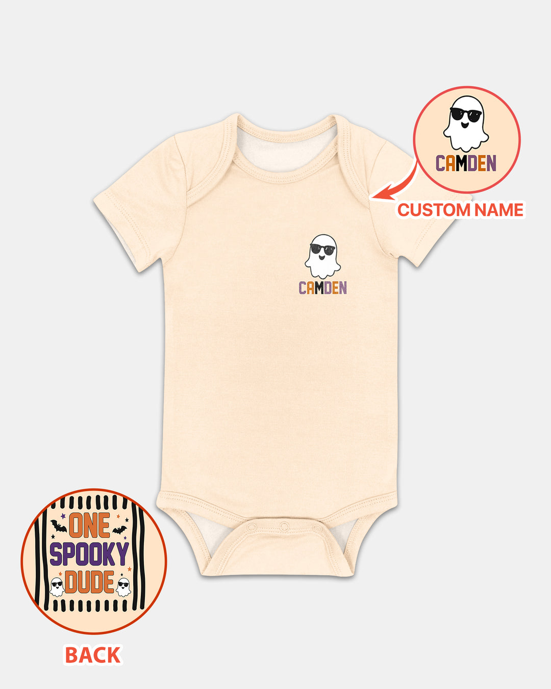 Custom Name Halloween One Spooky Dude Bamboo Bodysuit