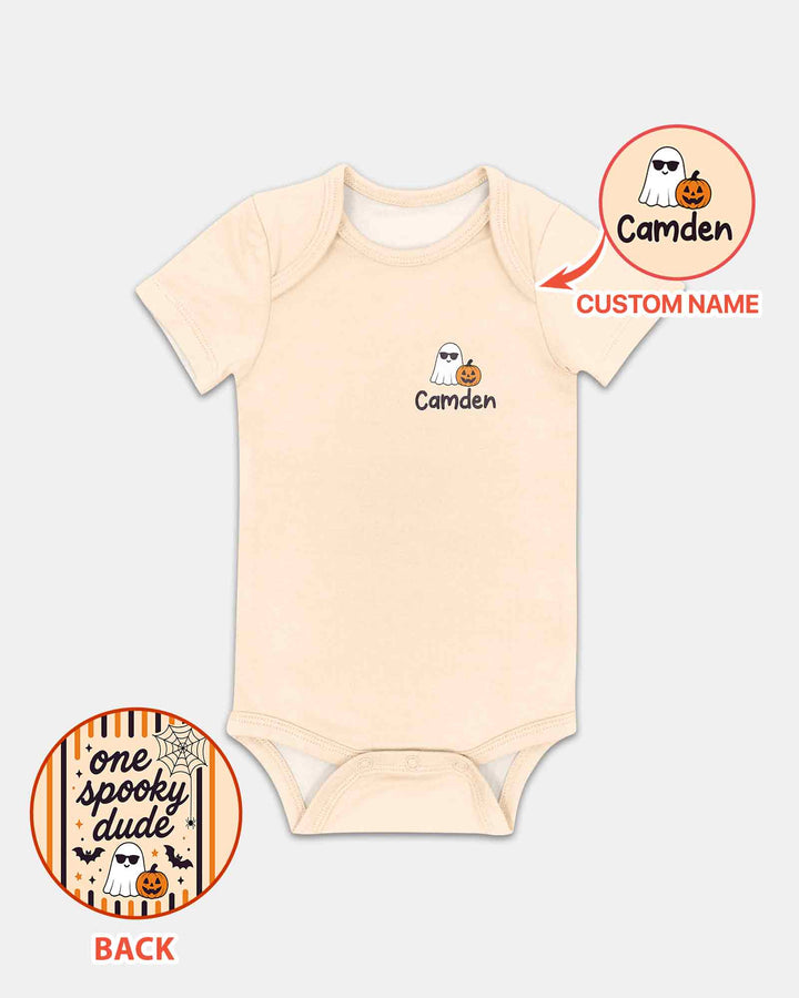 Personalized One Spooky Dude Halloween Ghost Pumpkin Bamboo Bodysuit