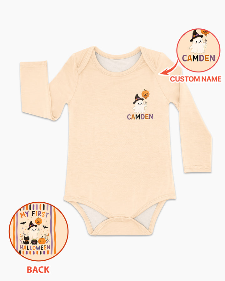 Personalized Name 1st Halloween Ghost Bamboo Bodysuit