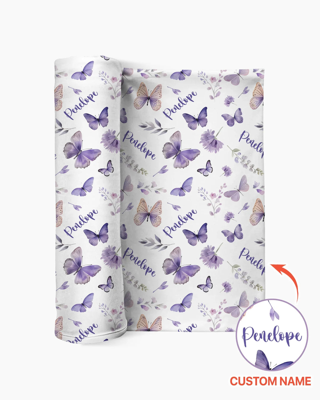 Custom Name Lilac Bloom swaddle blanket