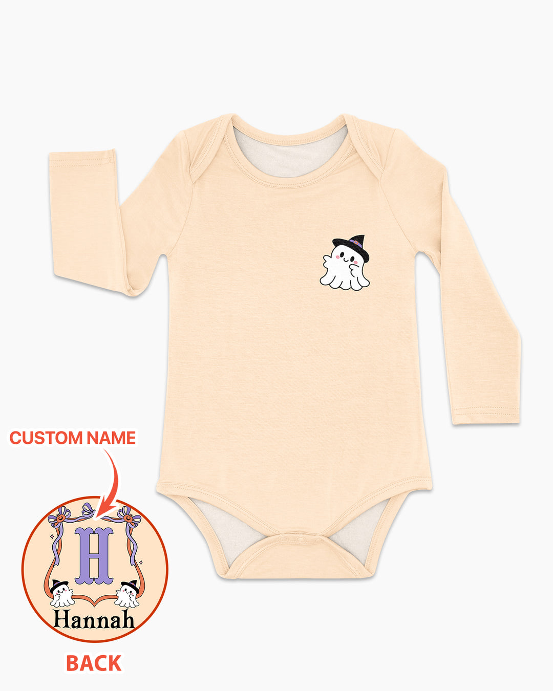 Personalized Halloween Baby Girl's Little Boo Bamboo Bodysuit