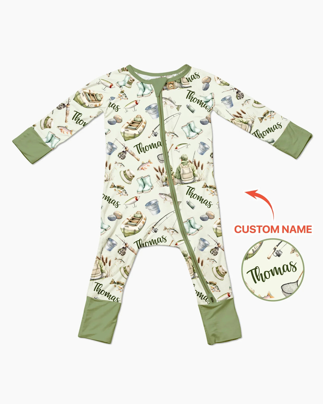 Custom Name Fishing Day Daddy & Me Matching Bamboo Convertible Zippy