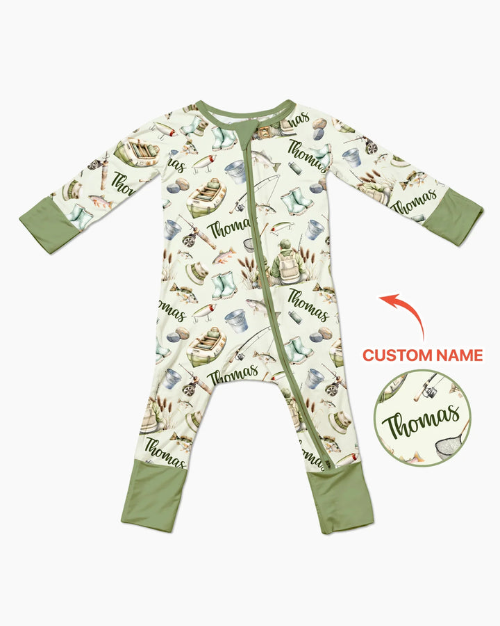 Custom Name Fishing Day Daddy & Me Matching Bamboo Convertible Zippy