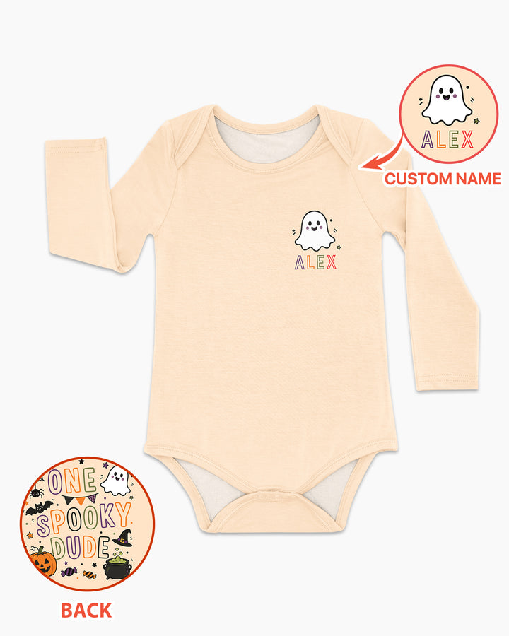 Custom Name Halloween 1st Birthday Bamboo Bodysuit