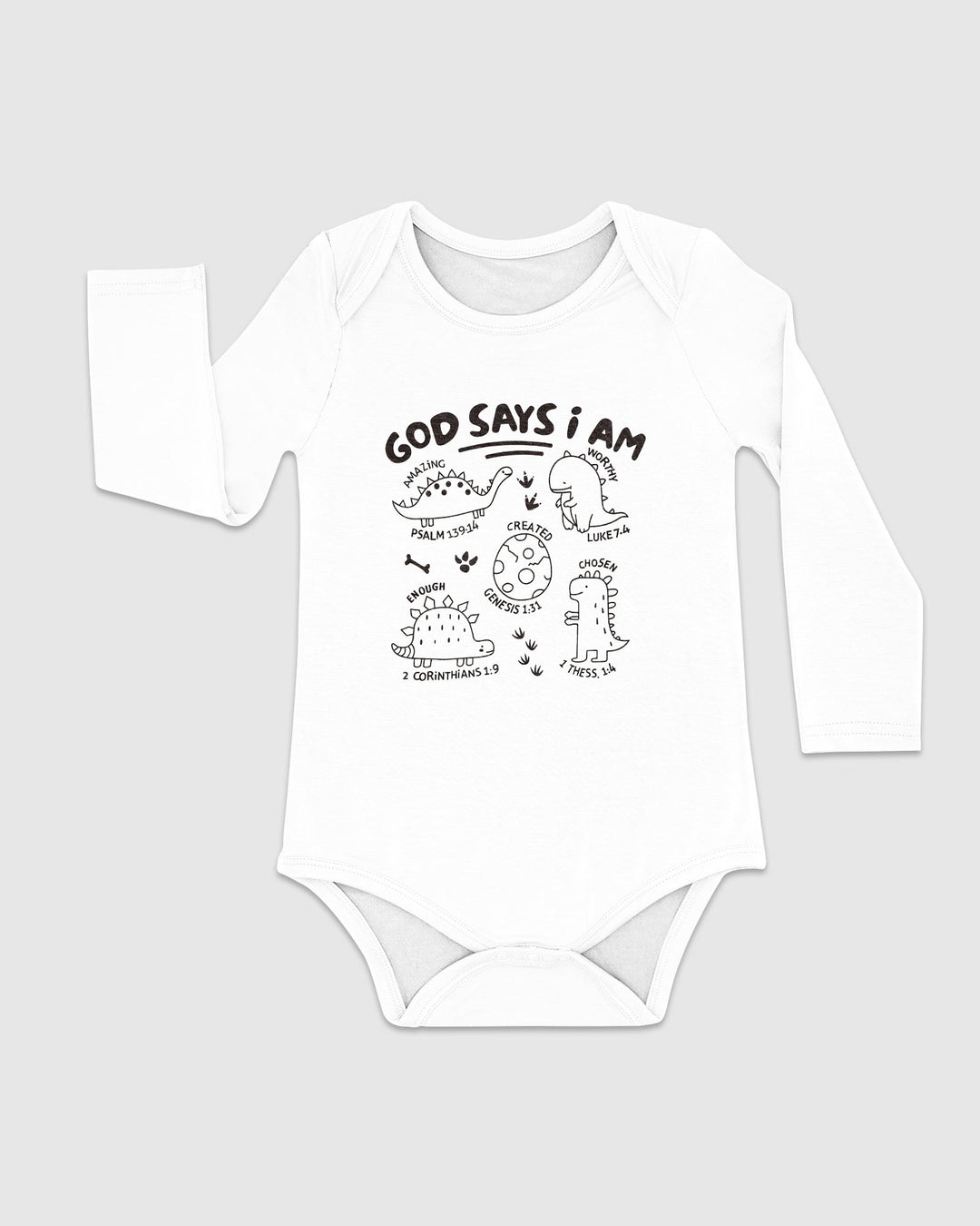 God say i am Dinosaur Bamboo Bodysuit