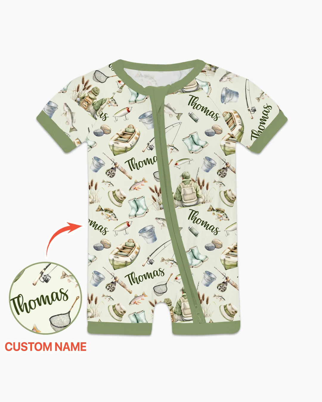 Custom Name Fishing Day Daddy & Me Matching Bamboo Shorty Zippy