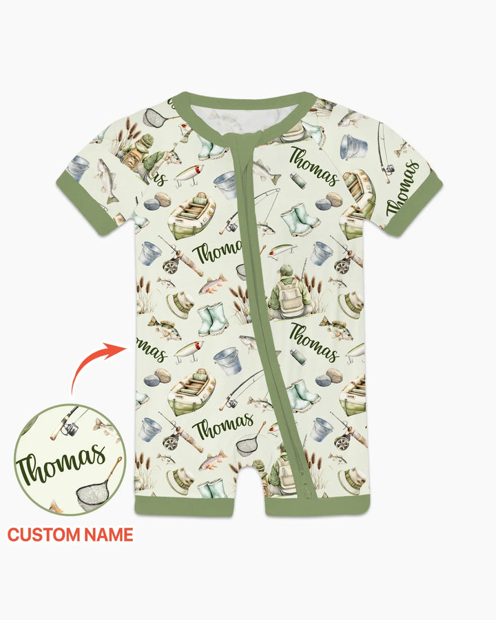 Custom Name Fishing Day Daddy & Me Matching Bamboo Shorty Zippy
