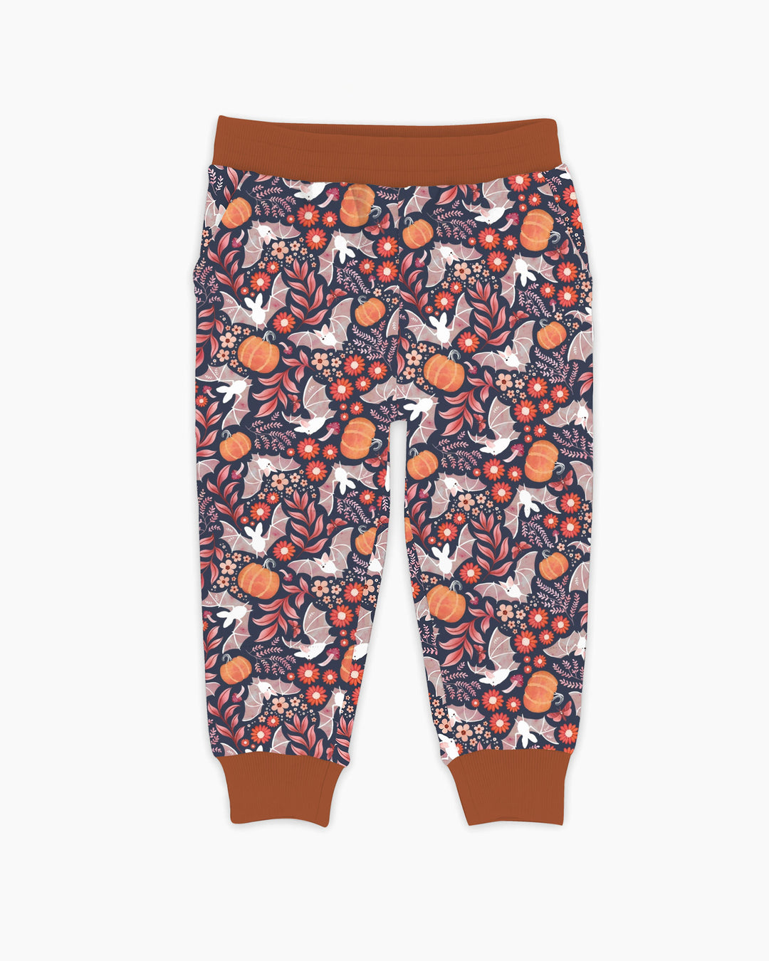 Bat Pumpkin Floral Halloween Bamboo Jogger